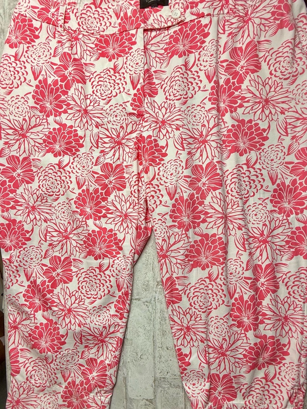Talbots The Perfect Skimmer Crop Pants White Pink Flowers NEW NWOT 20 WP 😍